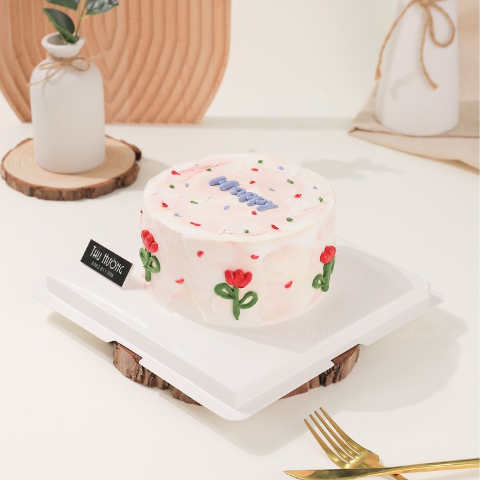 Bánh sinh nhật trang trí gam màu nhẹ nhàng đáng yêu